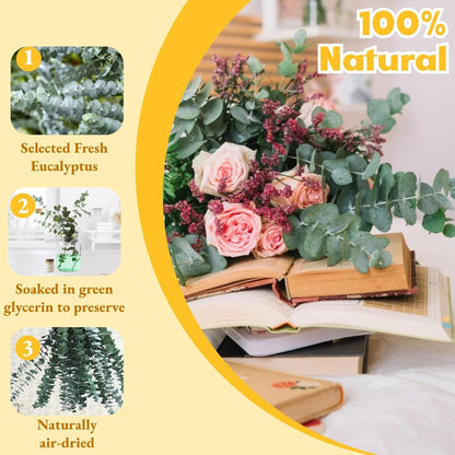 Eslibin 21 Pcs Real Dried Eucalyptus Stems, 17" Natural Fresh Eucalyptus Branches for Shower, Greenery Leaves for Vase Filler, Fragrance, Fresh Silk Dry Live Plants Decor