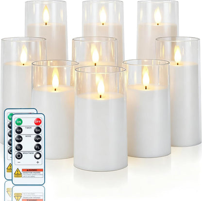 Homemory Gray Flickering Flameless Candles, Battery Operated Acrylic LED Pillar Candles with Remote Control and Timer, Halloween Decor, Set of 5