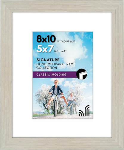 Americanflat 8x10 Picture Frame with Shatter-Resistant Glass - Use as 5x7 Frame with Mat or Display 8x10 Photo Without Mat - Signature Collection - Picture Frames for Tabletop and Wall Display - Black