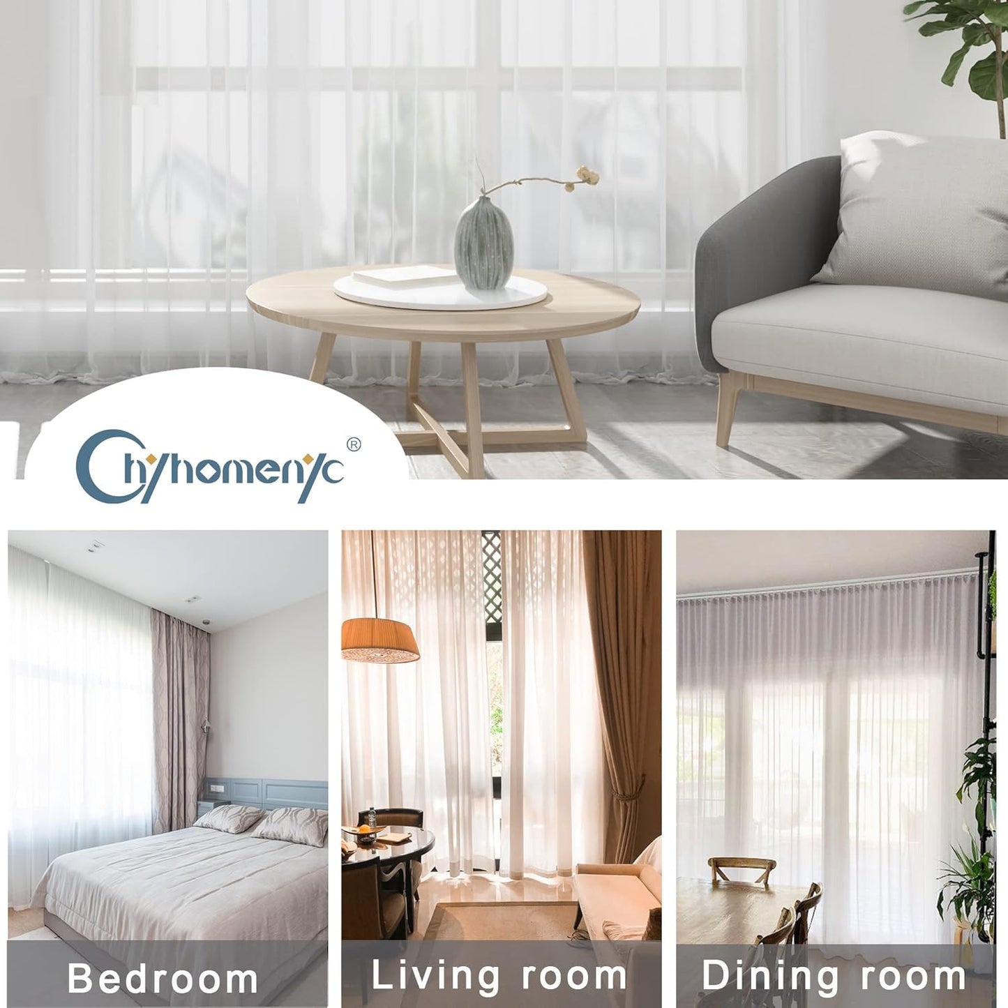 Chyhomenyc Sheer White Valances for Windows 2 Pack, Small Window Curtains for Living Room Bathroom Cafe Laundry Basement, Modern Top Dual Rod Pocket Voile Curtain, 42W x 14L inches, White - Colors C