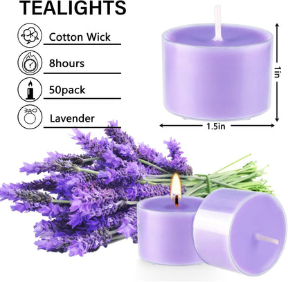 Rose Scented Candle Tealight Candles in Clear Cup, 8 Hours Consistent Smkless Clean Burning, Great for Valentine's Day Holiday, Wedding, Spa, Emergency and Home Decoration（Pink，50 Pack）