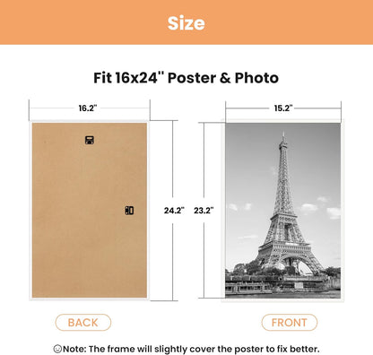 upsimples 24x36 Poster Frame Black 3 Pack, Scratch-Proof Picture Frames 24 x 36 for Photo Gallery - Slide-In Strips, Horizontal or Vertical Wall Mounting