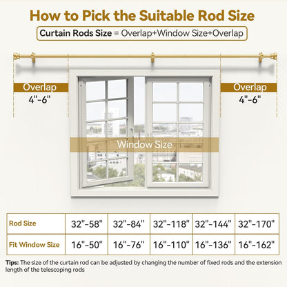 YaFex Curtain Rods 32-144 Inch, Heavy Duty 1 Inch Adjustable Curtain Rod for Windows, Black Extra Long Window Treatment Rods, Modern Design, Easy Installation