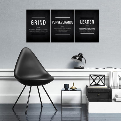 KAWAHONE Canvas Painting Wall Art, Grind Hustle Execution Motivational Wall Art Decoration Posters Prints for Living Room Bedroom, Office Decor, Gallery-Wrapped Canvas Art Set Framed Ready to Hang