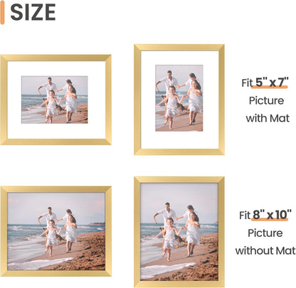 upsimples 11x14 Picture Frame Set of 5, Display Pictures 8x10 with Mat or 11x14 Without Mat, Wall Gallery Photo Frames, Black