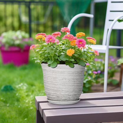 Ceramic Plant Pots - 12 Inch Pots for Plants Indoor Outdoor, Large Round Planter with Drainage Hole and Saucer, Modern Decorative Flower Pot, Home Garden Decor, House Warming Gifts, Blue