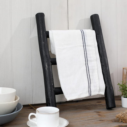 FUIN 57in Wood Blanket Ladder Living Room Decorative Wall Leaning Farmhouse Quilt Display Holder Rustic Wooden Towel Rack for Bathroom, Brown