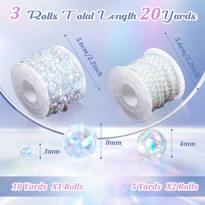 Bonuci 3 Rolls 66 Feet Pearls String Garland Faux Pearl Garland Spool Roll Strand Decoration Artificial Beads Chain Trim for Wedding Party Crafting Wedding Mother's Day Flower Decor(Ivory,4mm)