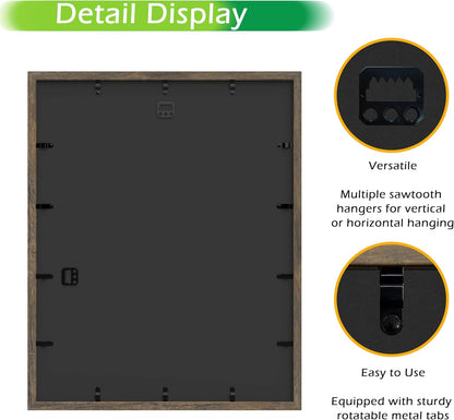 FrameWorks 11” x 14” Dark Oak Wooden Shadow Box Frame – Display Case with Soft Felt Back, Memory Box with Tempered Glass, Display Box with Elegant White Ball Push Pins, Wooden Flower Box