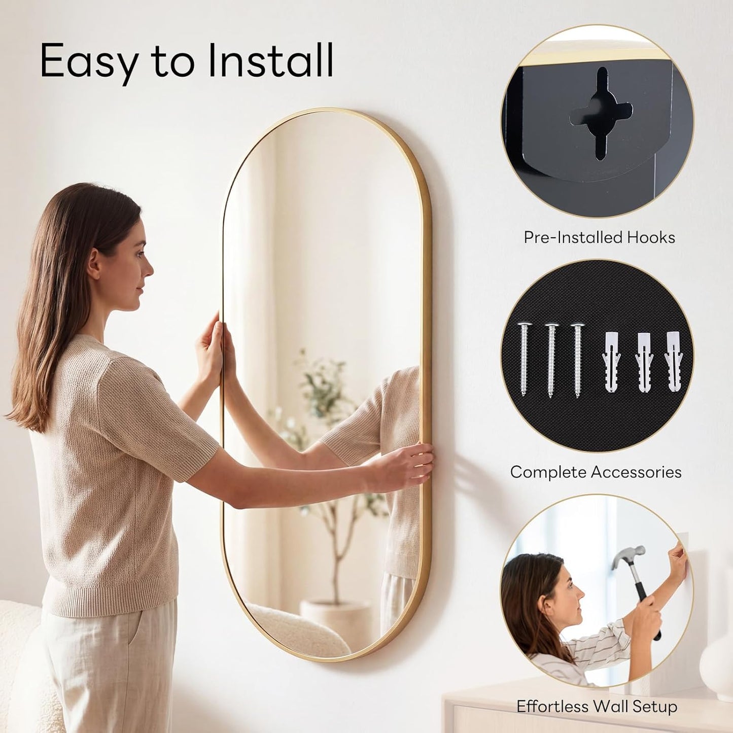 Sweetcrispy 20"x30" Arched Gold Bathroom Mirrors for Wall, Bathroom Mirrors for Over Sink, Metal Framed with HD Shatter-Proof Glass for Entryway, Living Room, Bedroom