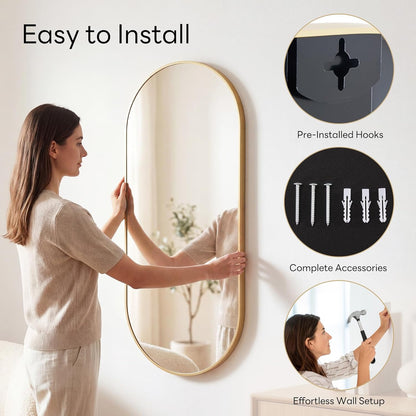 Sweetcrispy 20"x30" Arched Gold Bathroom Mirrors for Wall, Bathroom Mirrors for Over Sink, Metal Framed with HD Shatter-Proof Glass for Entryway, Living Room, Bedroom