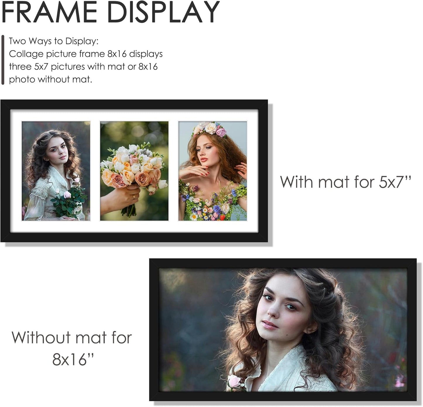 DUENPY 14x26 Collage Picture Frame 4x6 Collage Picture Frame Displays Twelve 4x6 inch Photos Available Horizontal Wall Mounting Display and Vertical Black - Colors B