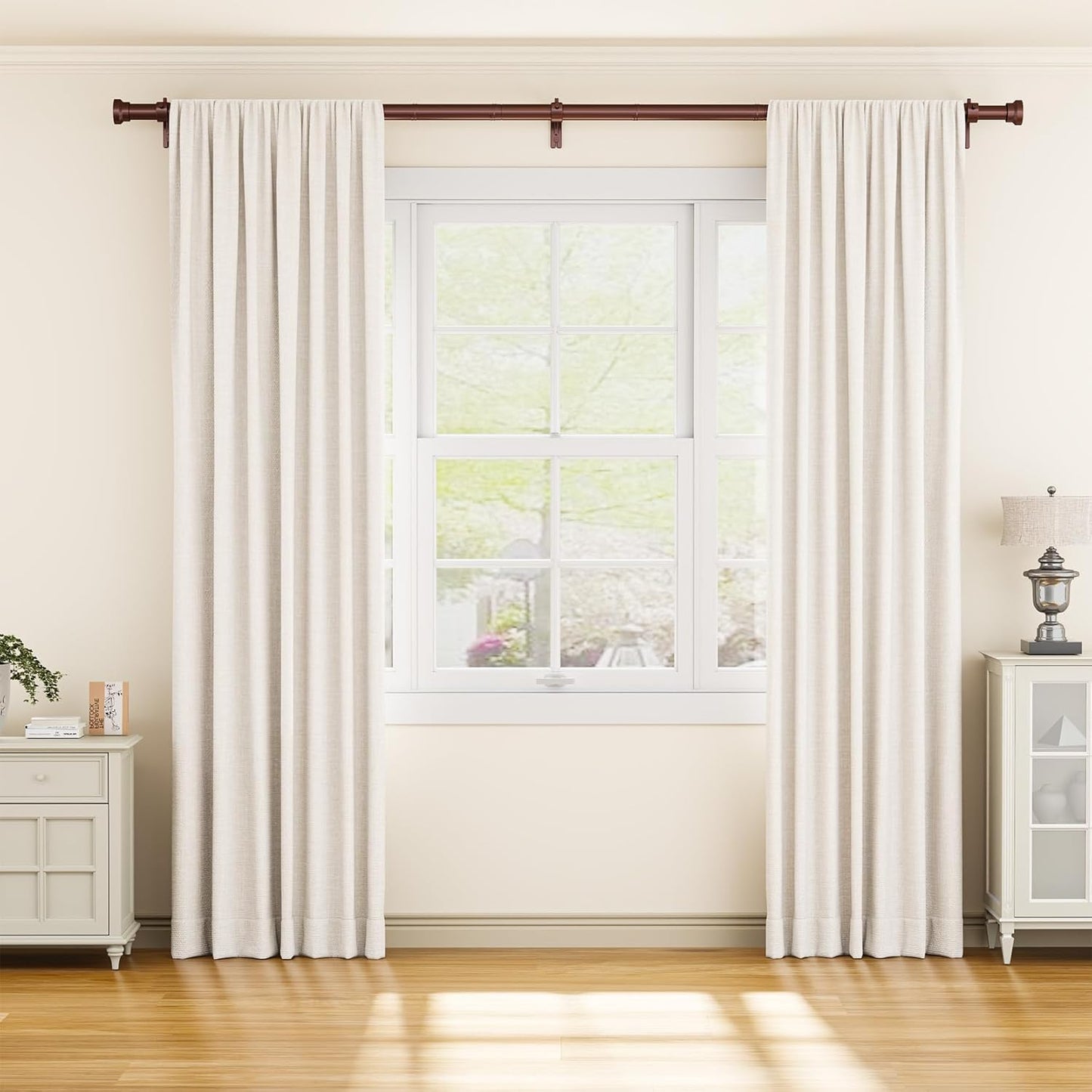 YaFex Curtain Rods 2 Pack 32-144 Inch, Heavy Duty 1 Inch Curtain Rod, Black Extra Long Adjustable Window Treatment Rods, Modern Design, Easy Installation