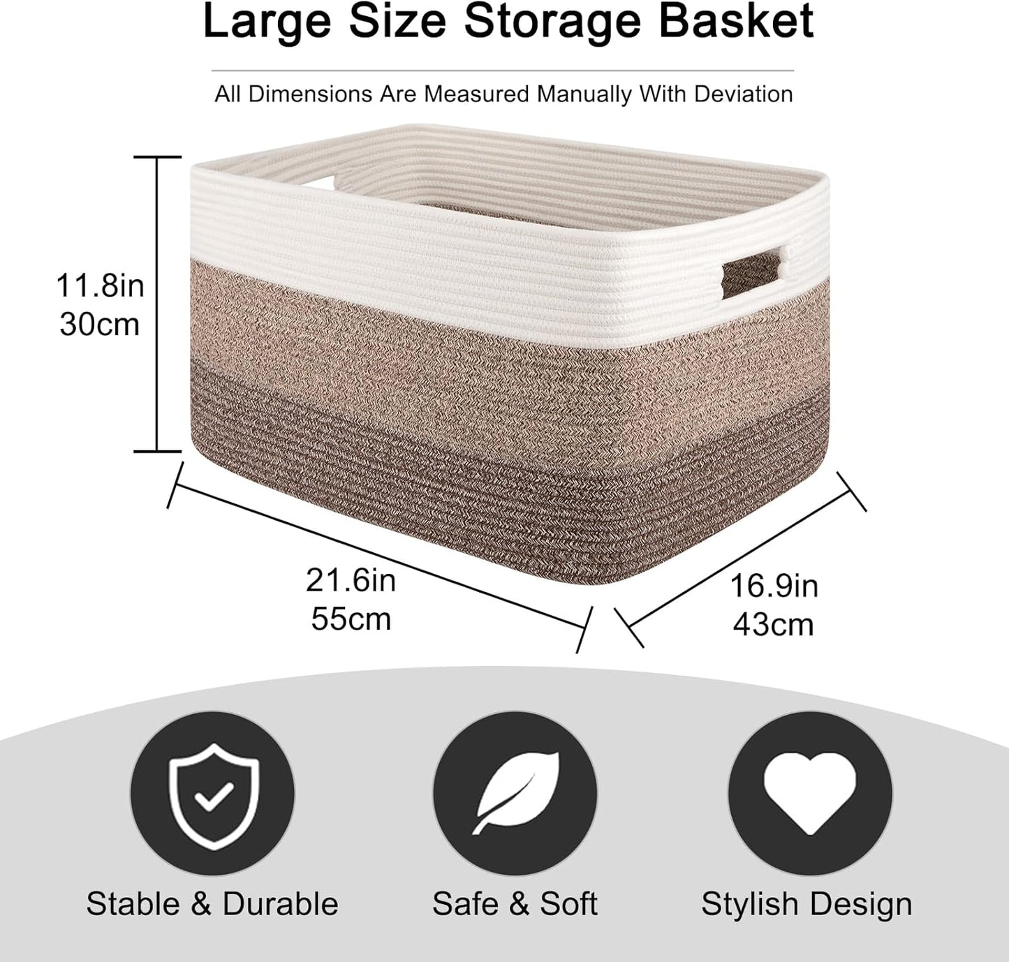 OIAHOMY Large Blanket Basket, 22”x17”x12” Rectangle Woven Baskets, Nursery Blanket Storage Living Room, Toy Storage With Handle, Large Baskets for Organizing-Gradient Yellow