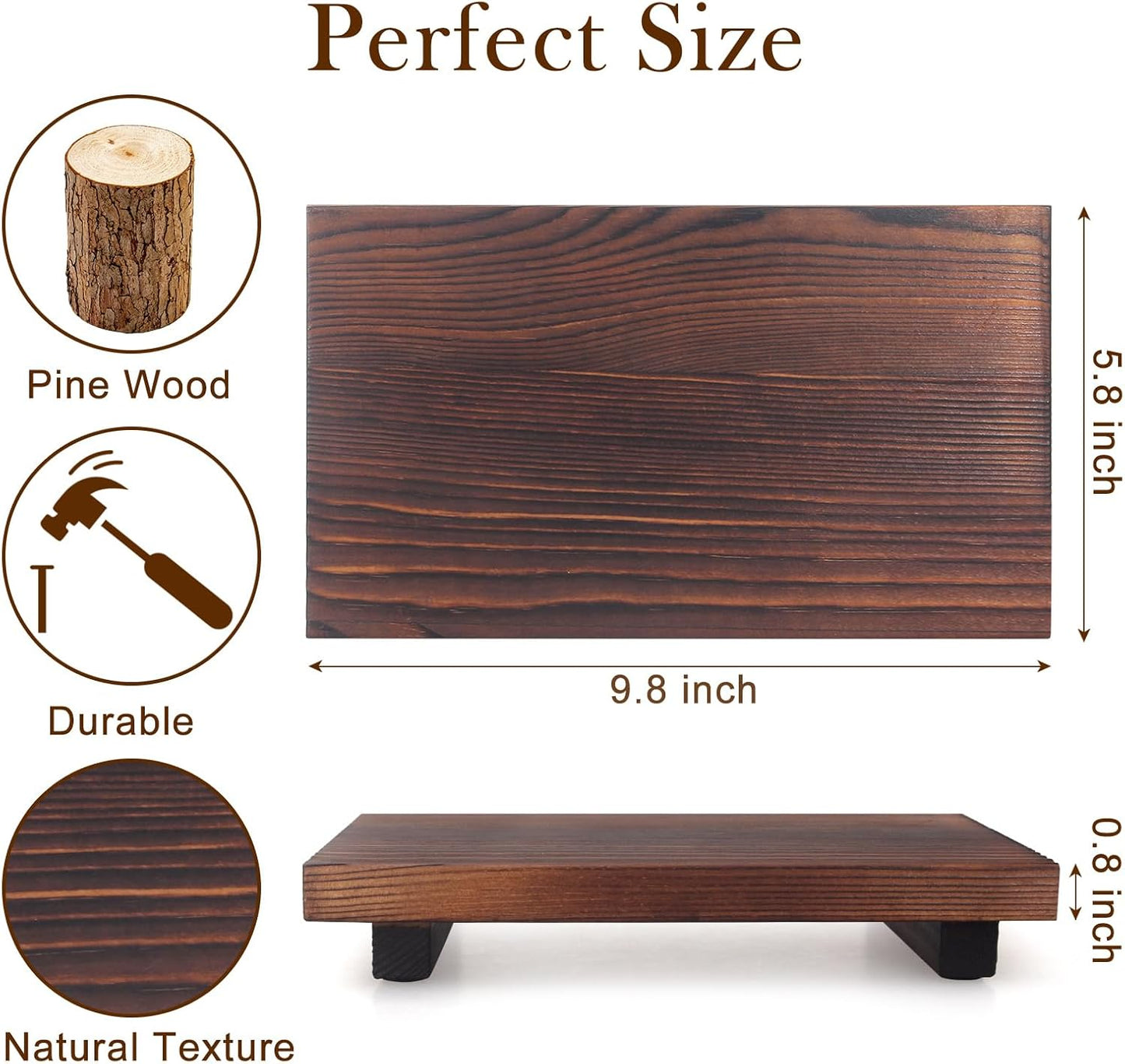 Wooden Pedestal Stand Black Bathroom Counter Organizer Tray Decor Farmhouse Wood Risers Small Hand Soap Dish Dispenser Holder for Kitchen Sink Modern Bathroom Vanity Accessories Decorative Tray