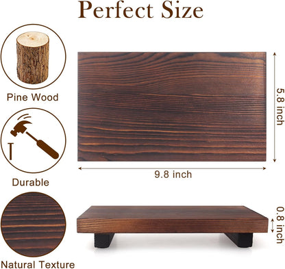 Wooden Pedestal Stand Black Bathroom Counter Organizer Tray Decor Farmhouse Wood Risers Small Hand Soap Dish Dispenser Holder for Kitchen Sink Modern Bathroom Vanity Accessories Decorative Tray