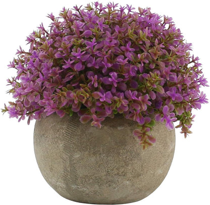 Ogrmar Mini Plastic Faux Plants in Pot/Small Topiary Shrubs Fake Greenery for Bathroom, House Decorations (Green Grass)