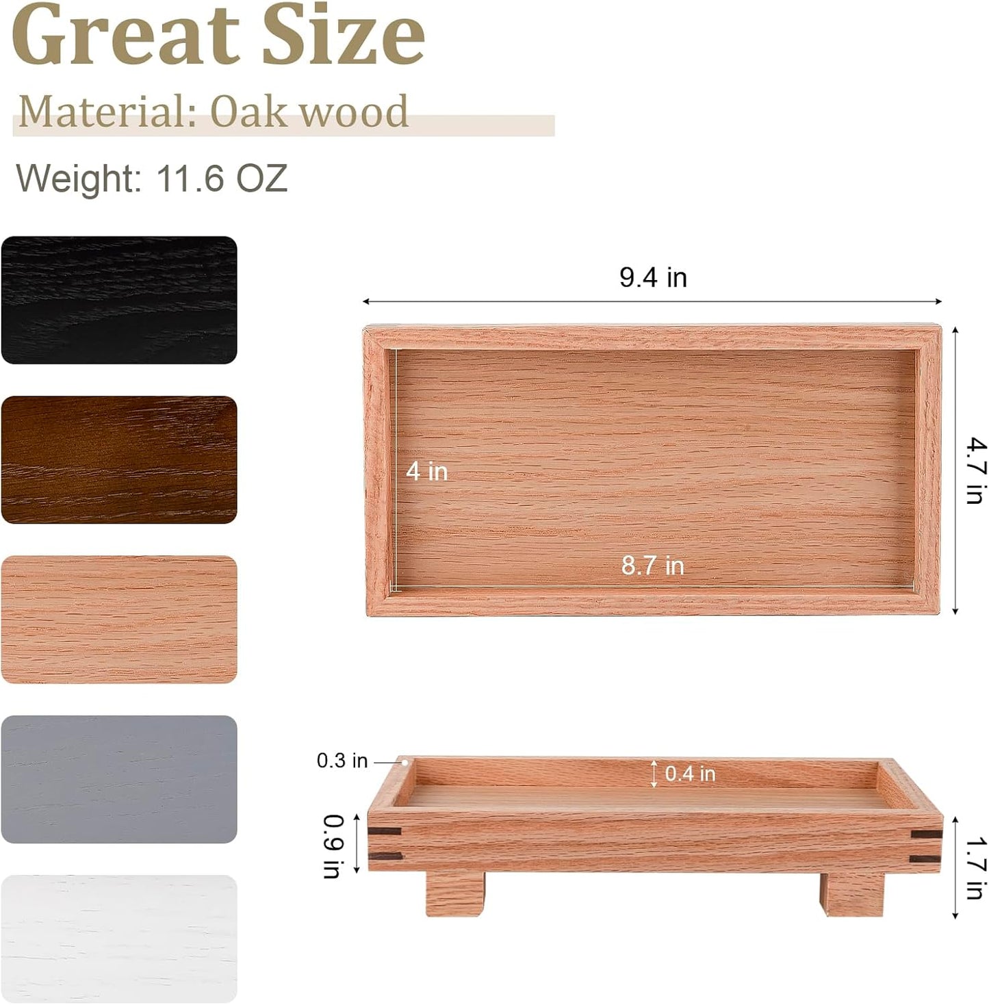 Decorative Tray Small Pedestal Stand Farmhouse Bathroom Decor Wooden Riser Display Stand for Vanity, Kitchen Countertop, Sink, 9.4 * 4.7 Brown