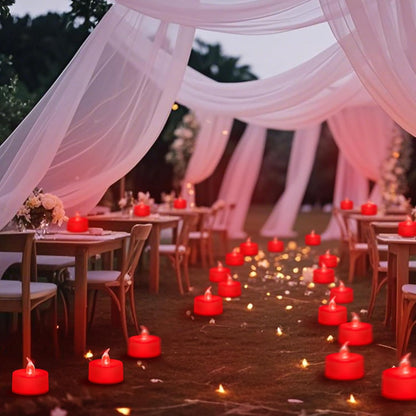 LED Tea Lights - 12 Pack Flameless Battery Operated Candles, 200+ Hours Flickering Warm White, Realistic Fake Tealights for Weddings, Home Decor, Parties, and Sweetest Day