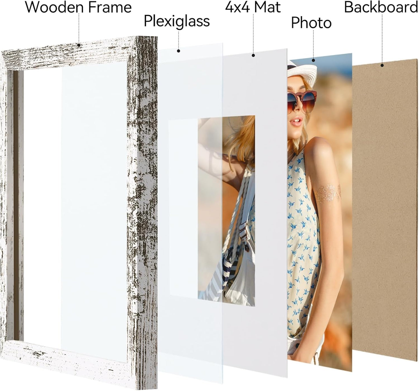 Vittanly 11x14 Picture Frame, Display Pictures 8x10 with Mat or 11x14 without Mat, Photo Frame for Wall Mounting, Black, 1 Pack - Colors B