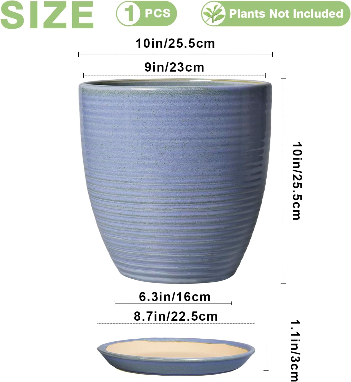 Ceramic Pots for Plants - 6 Inch Plant Pot with Drainage Hole and Saucer, Round Planters for Indoor Outdoor, Flower Pots, Modern Planter, Home Office Room Decor, Gifts for Plant Lovers, White