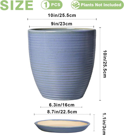 Ceramic Pots for Plants - 6 Inch Plant Pot with Drainage Hole and Saucer, Round Planters for Indoor Outdoor, Flower Pots, Modern Planter, Home Office Room Decor, Gifts for Plant Lovers, White