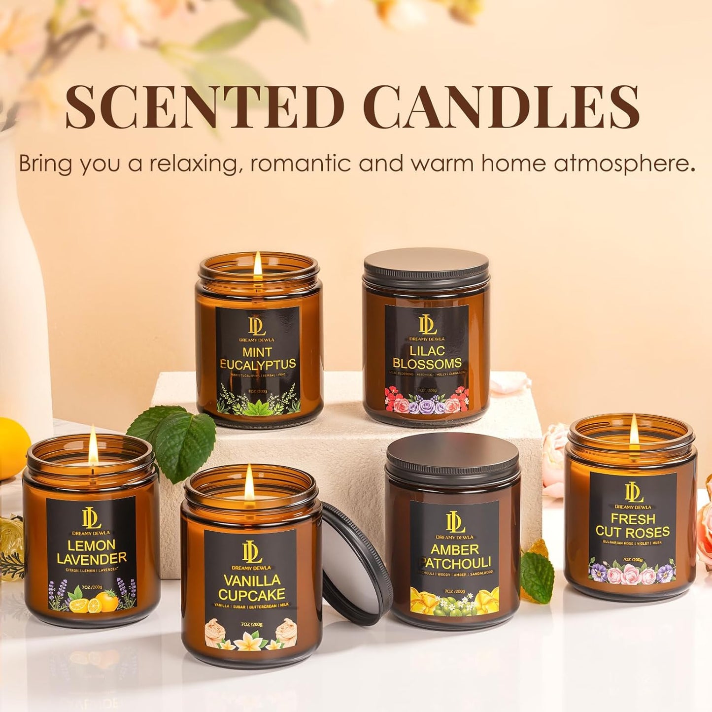 Scented Candles Set, 4 Pack Soy Candles for Home Scented, Candle Gifts for Men Women, Scents of Pineapple Cocktail/Coconut Vanilla/Pink Sands/Bahamian Breeze
