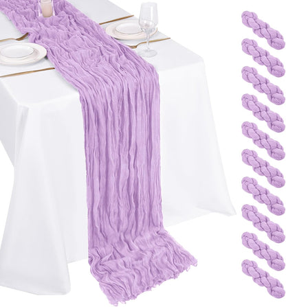 10 Pack Beige Cheesecloth Table Runner 17x108 Inch Boho Gauze Cheese Cloth Table Runners for Wedding Party Baby Shower Birthday Home Decor