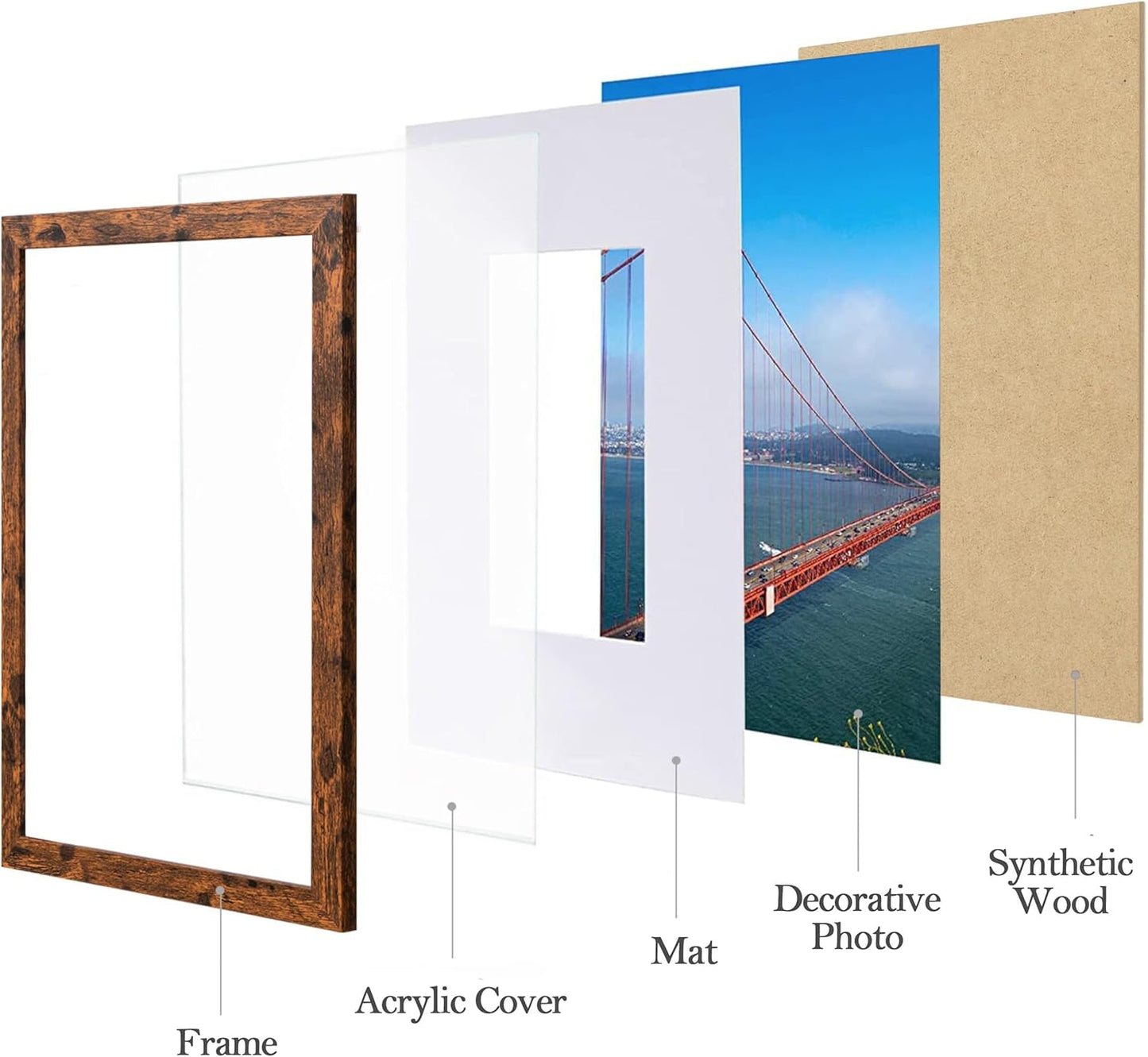 eletecpro 12x12 Picture Frames Set of 9 with Clear Acrylic Cover, Display 8x8 Photos with Mat or 12x12 Without, Classic and Sturdy Square Collage Gallery Wall Decor, Easy Wall Mount, Black