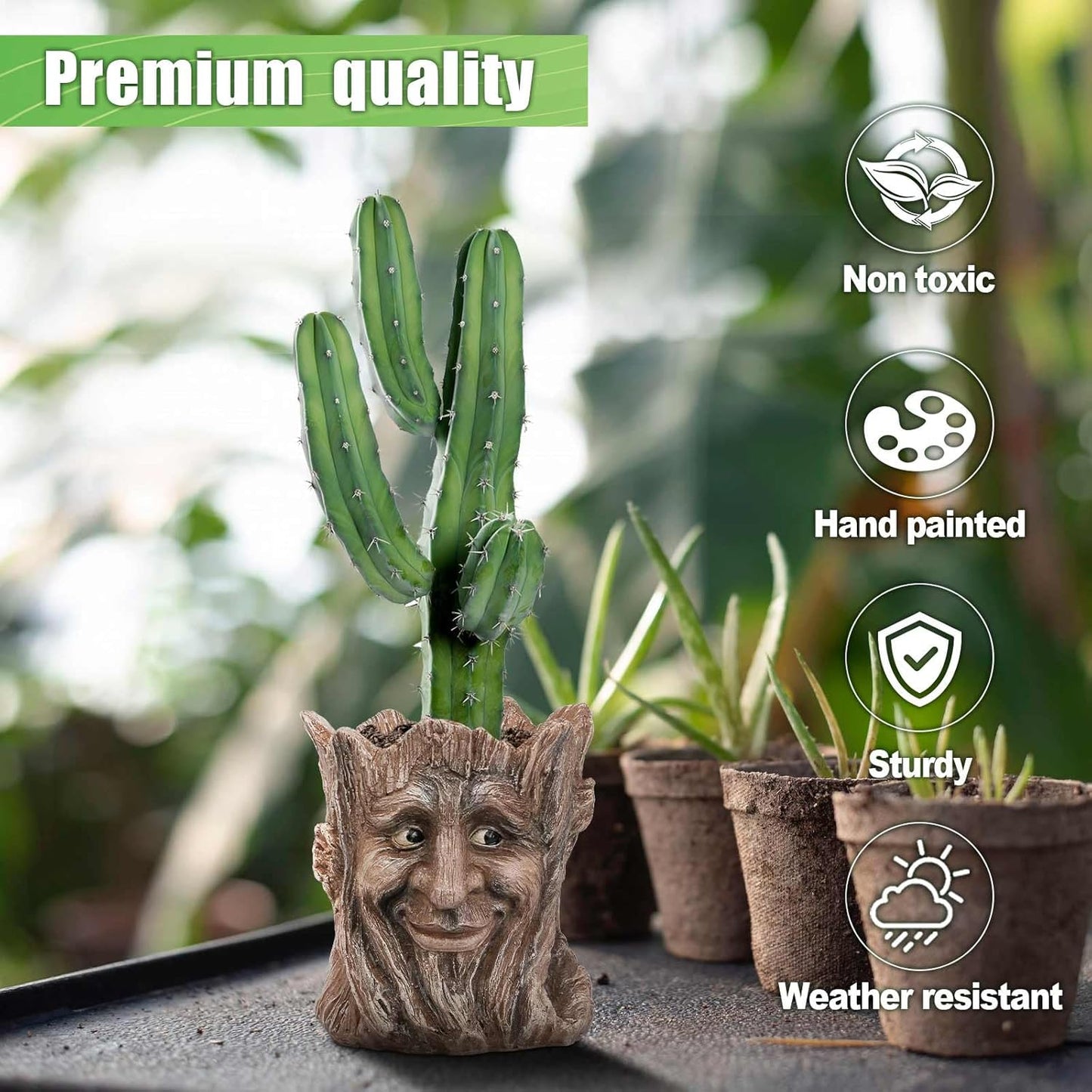 vomiceak Face Planter Pots Head, Planters for Indoor Plants - Double Cute Plant Pots for Flower & Succulent with Drainage Holes - Gift Ideas for Women (White Lady)