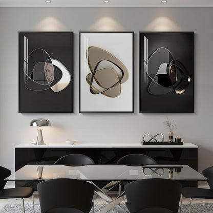 Framed Modern Luxury Gold Wall Art, Set of 3 Piece Contemporary Paintings Artwork for Walls, Golden Prints Pictures with Gold Frame, Wall Decor for Living Room, Hallway, Bedroom, Office 16x24 Inch