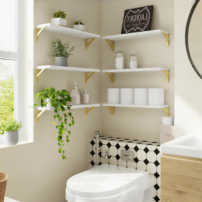 YGEOMER Brown Floating Shelves for Wall, 16.5 Inch Farmhouse Wall Shelves for Bedroom, Bathroom Storage, Living Room and Kitchen Decor (Set of 6 Brown)