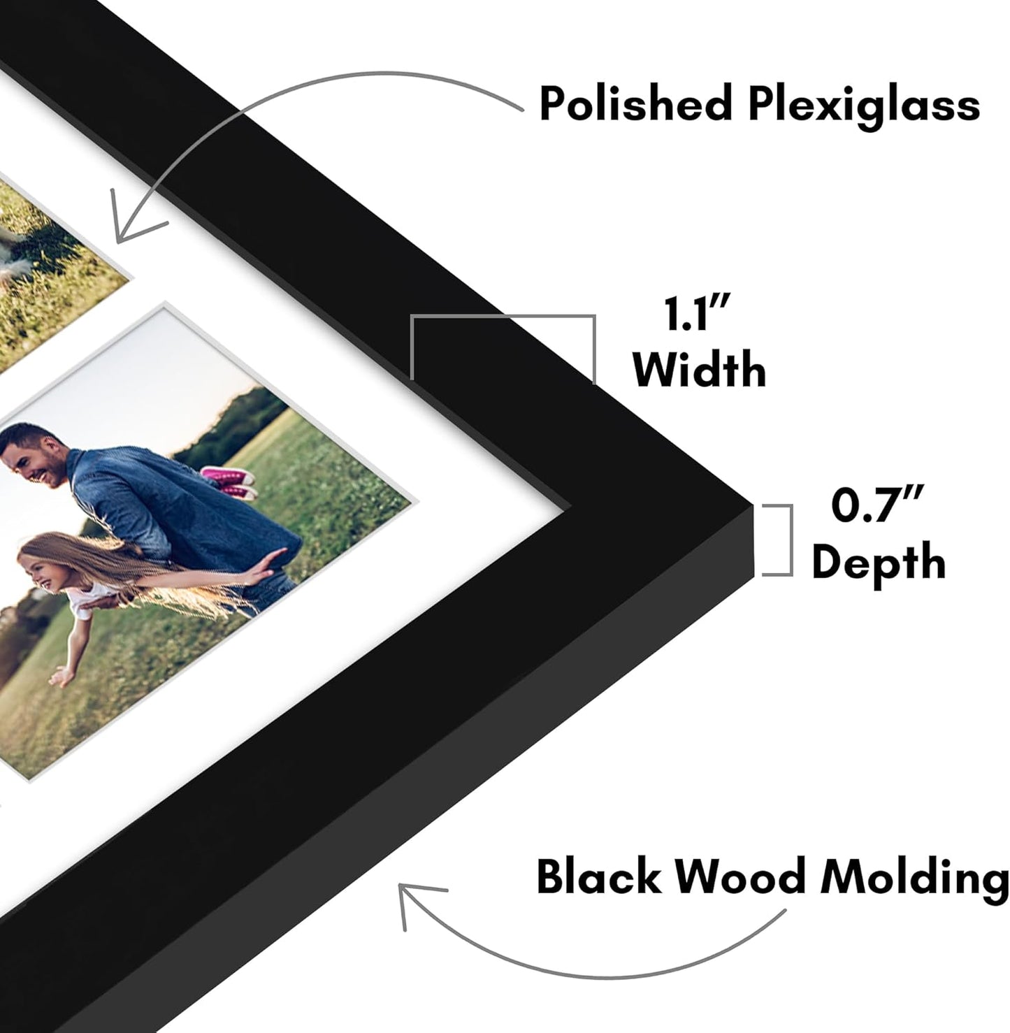 Americanflat 4x6 Collage Picture Frame with Shatter-Resistant Glass - Fits Five 4x6 Photos or Use as One 11x14 Picture Frame - Signature Collection - Collage Frames for Wall Display - Black