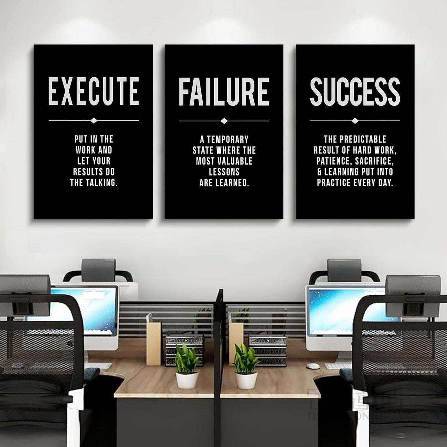 Inspirational Canvas Painting Wall Art -EPHANY ART,Mindset Quotes Prints, Success Framed Entrepreneur Poster Positive Quotes Wall Poster for Home Office Workplace (M-3pcs,12x16inchx3pcs)