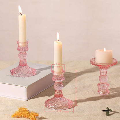 DARJEN Candlestick Holders Set,12Pcs 4" H Taper Candle Holders Bulk, Clear Glass Candle Holders for Wedding, Spring Party, Romantic Dinner, Festival & Windowsill Decor