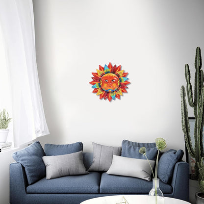 Large Metal Sun Wall Decor Outdoor, 27 Inch Sun and Moon Decor Metal Wall Art, 3D Sun Wall Decor for Patio Garden Yard Fence Bedroom Living Room Decoration