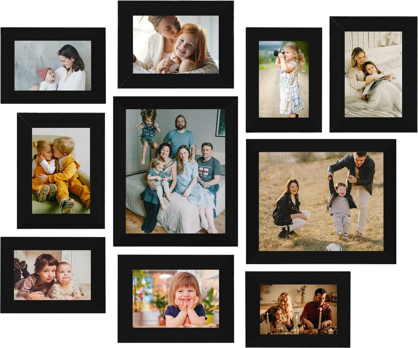 LUCKYLIFE Picture Frames Collage Wall Decor 10-Pack, Gallery Wall Frame Set with 8x10 5x7 4x6 Frames in 3 Different Finishes