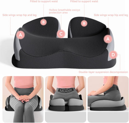 Seat Cushions for Office Chairs Wheelchair Cushion for Long Sitting Back Pain，Memory Foam Seat Car Computer Desk Chair Cushion，Coccyx Cushion for Tailbone Pain Relief Cushion Office Chair Black