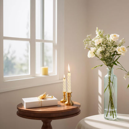 5 Inch Spirat Tapared Candles 10 Pack,0.78" Diameter Ivory Naturel Bee Candles Candlestick,7 Hours Long Lasting Smokeless and Unscented for Home Decoration