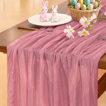 Socomi 3pcs Sage Green Cheesecloth Table Runner Summer Boho Rustic Gauze 120 inch 10FT Cheese Cloth Sheer Runner for Wedding Party Baby Shower Home Decor Holiday Decorations