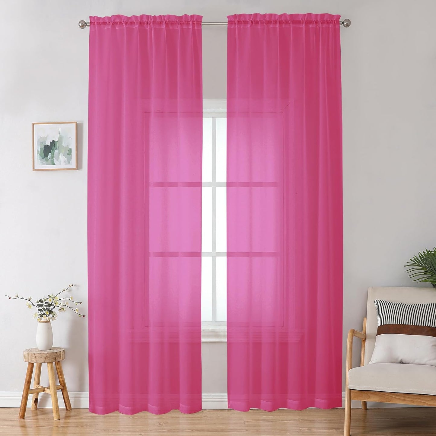 OWENIE Sheer Curtains 84 inches Long 2 Panels Set for Living Room/Bedroom, Rod Pocket Voile Sheer Panel Drapes, White, 2pcs, Each 42" W x 84" L - Colors B