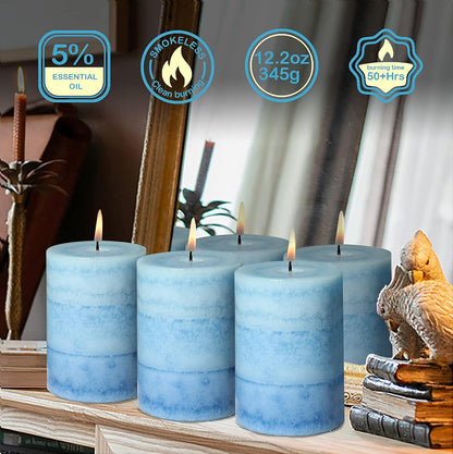 Pillar Candles Vanilla Cupcake Scented Immeiscent Aromatherapy Candle 50+ Hours Clean Burning Long Lasting Mottled Layered Candles for Home Scented SPA Restaurant Set of 3