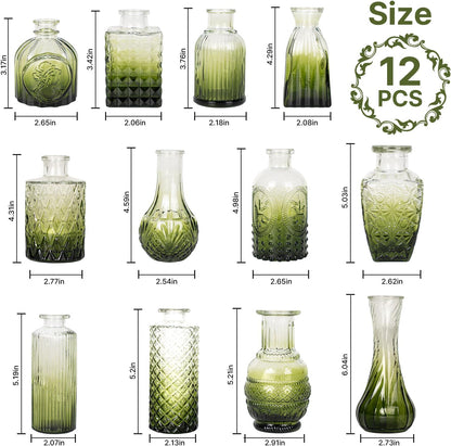 Clear Glass Bud Vase Set of 12 Pcs,Small Bud Vases in Bulk,Glass Crystal Flower Vases Table Centerpieces for Party Event Wedding Decor Baby Shower Decorations (Clear, 12 Pcs)