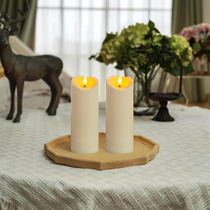 Homemory 6"x3" Outdoor Waterproof Flameless Candles, LED Candles, Battery Operated Candles with Remote and Timers, Electric Fake Plastic Pillar Candles, Ivory White, Set of 2
