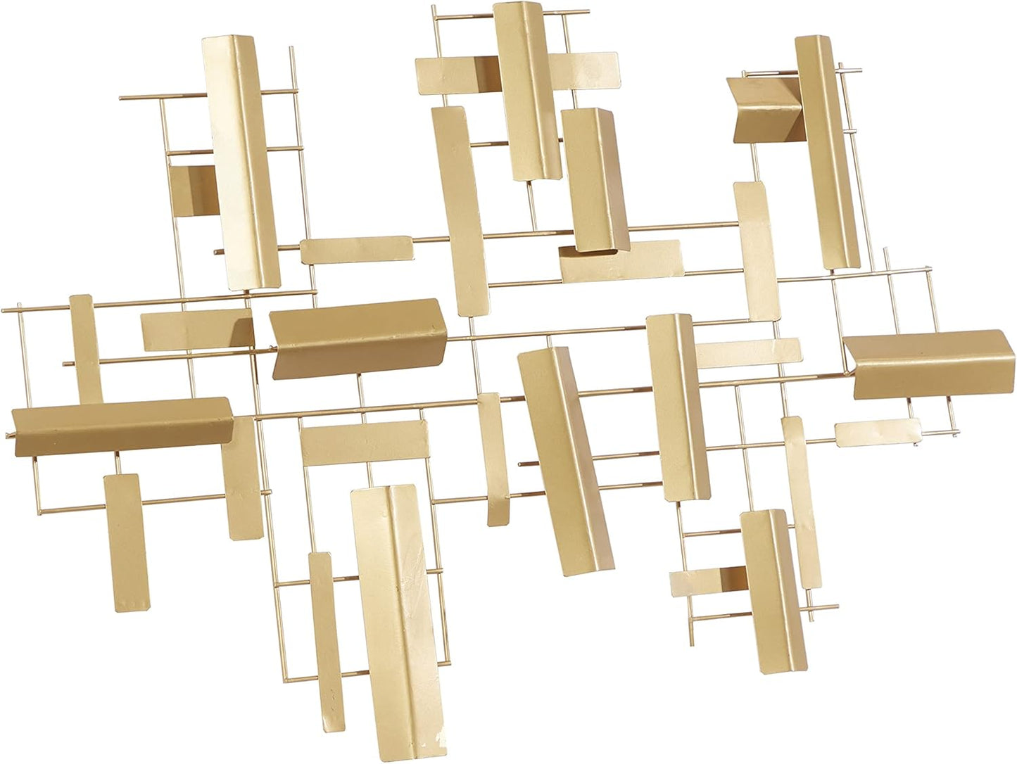 CosmoLiving by Cosmopolitan Metal Geometric Home Wall Decor 3D Stripe Wall Sculpture, Wall Art 36" x 1" x 23", Gold