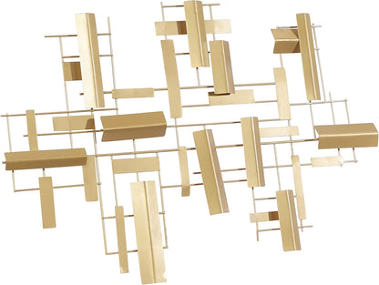 CosmoLiving by Cosmopolitan Metal Geometric Home Wall Decor 3D Stripe Wall Sculpture, Wall Art 36" x 1" x 23", Gold