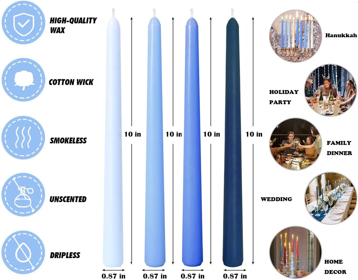 12-Pack Earth Tone Taper Candles, 10 Inch Unscented Dripless Candlesticks, Long-Lasting Burn Time of 7-8 Hours, Perfect for Fall Harvest Halloween Thanksgiving Dinners Parties and Home Décor