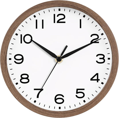 AKCISOT Wall Clock, Modern Small Wall Clocks Battery Operated 8 Inch, Silent Non-Ticking Analog Classic for Office, Home, Bathroom, Kitchen, Bedroom, School(Black)