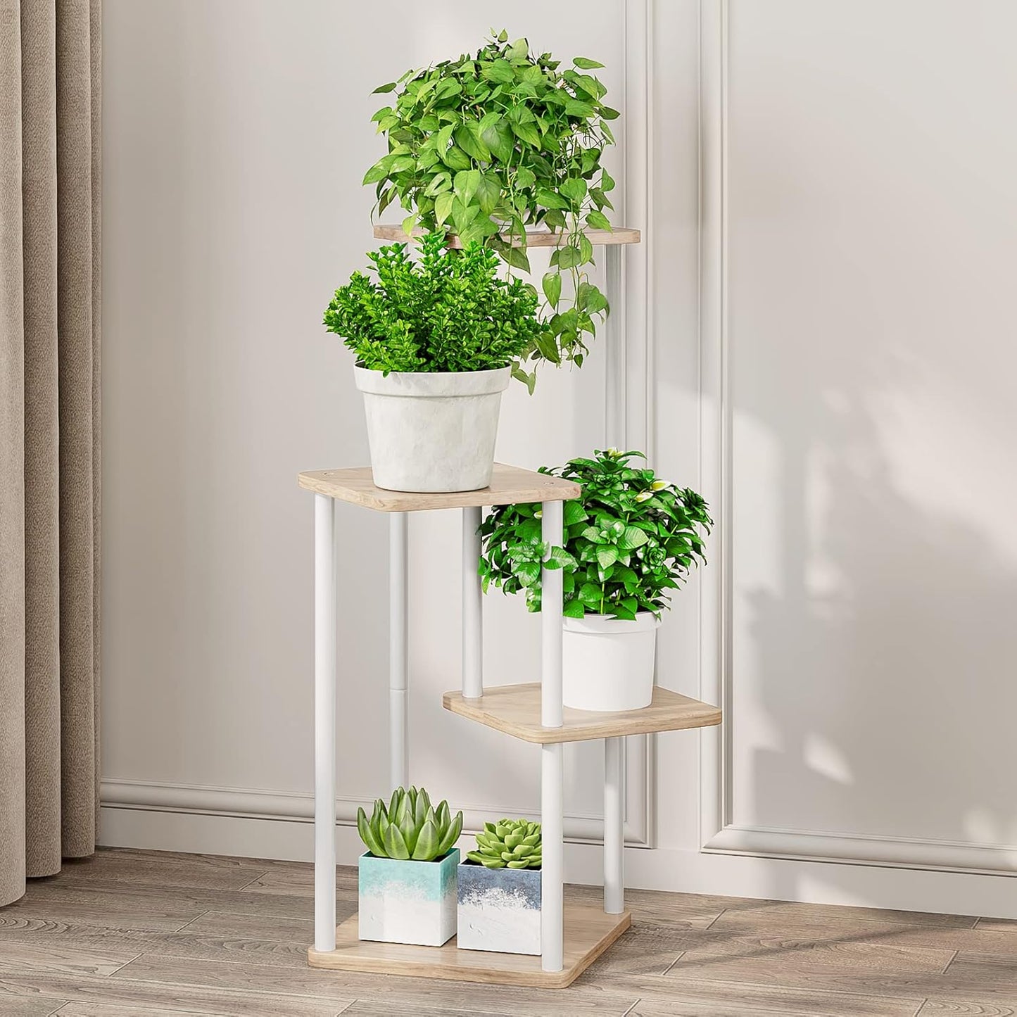 AZERPIAN Plant Stand 5 Tier Indoor Metal Flower Shelf for Multiple Plants Corner Tall Flower Holders for Patio Garden Living Room Balcony Bedroom, Black (5 Tier-Black)