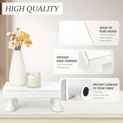 EOSAHR Farmhouse Riser for Room Decor : Decorative Pedestal Stand For Display Your Home Decorations and Uniquely Soap Stand - Rustic Bathroom Counter Tray and Kitchen Decor (Natural Wood)